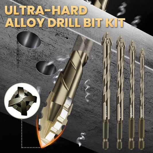 High-Strength 4-Flute Serrated Eccentric Drill Bit Kit- (Set of 13)